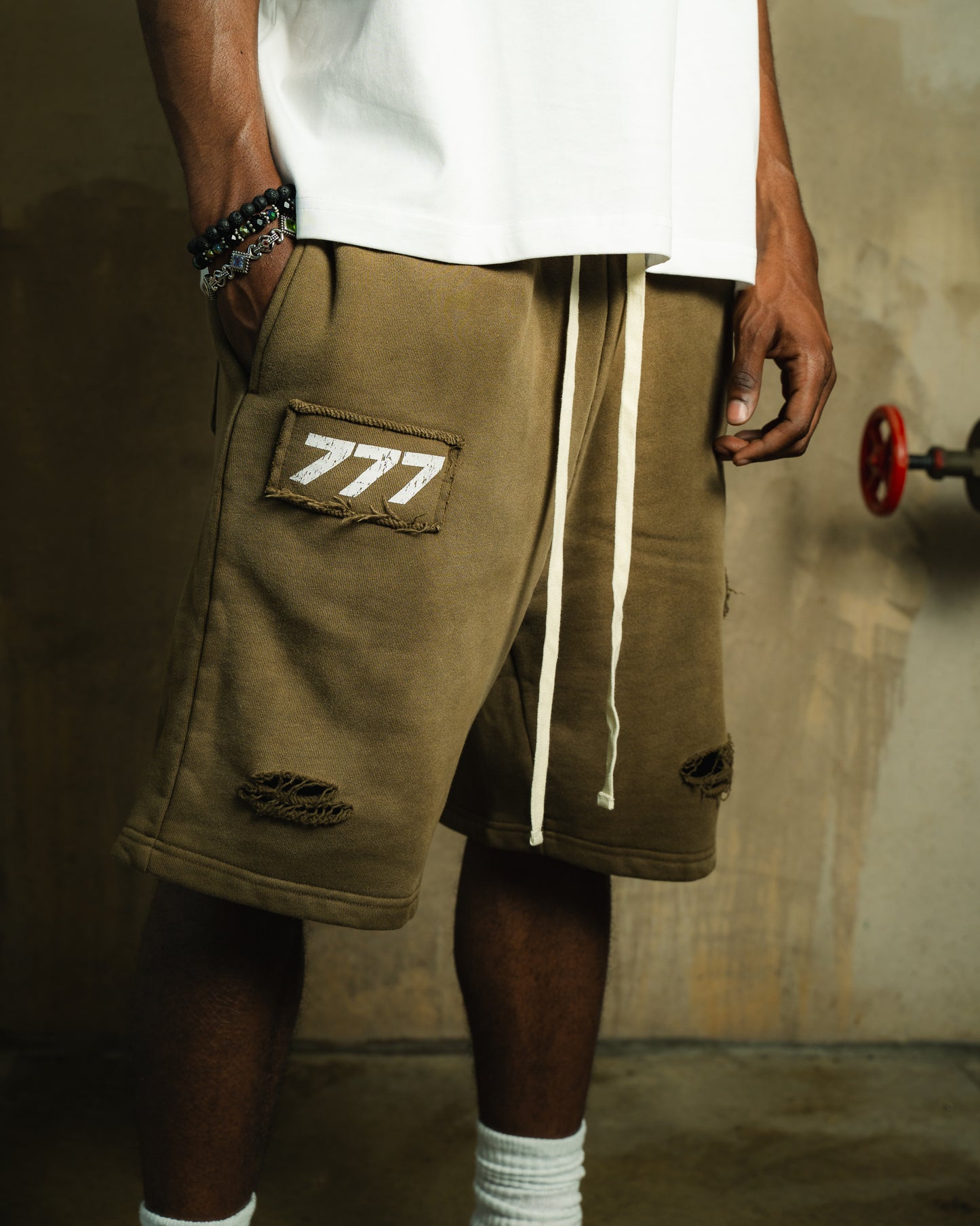 777 Distressed Summer Shorts (Coffee)
