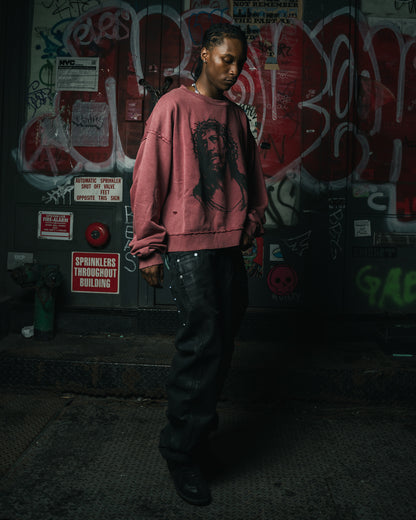 777 Jesus Distressed Crewneck