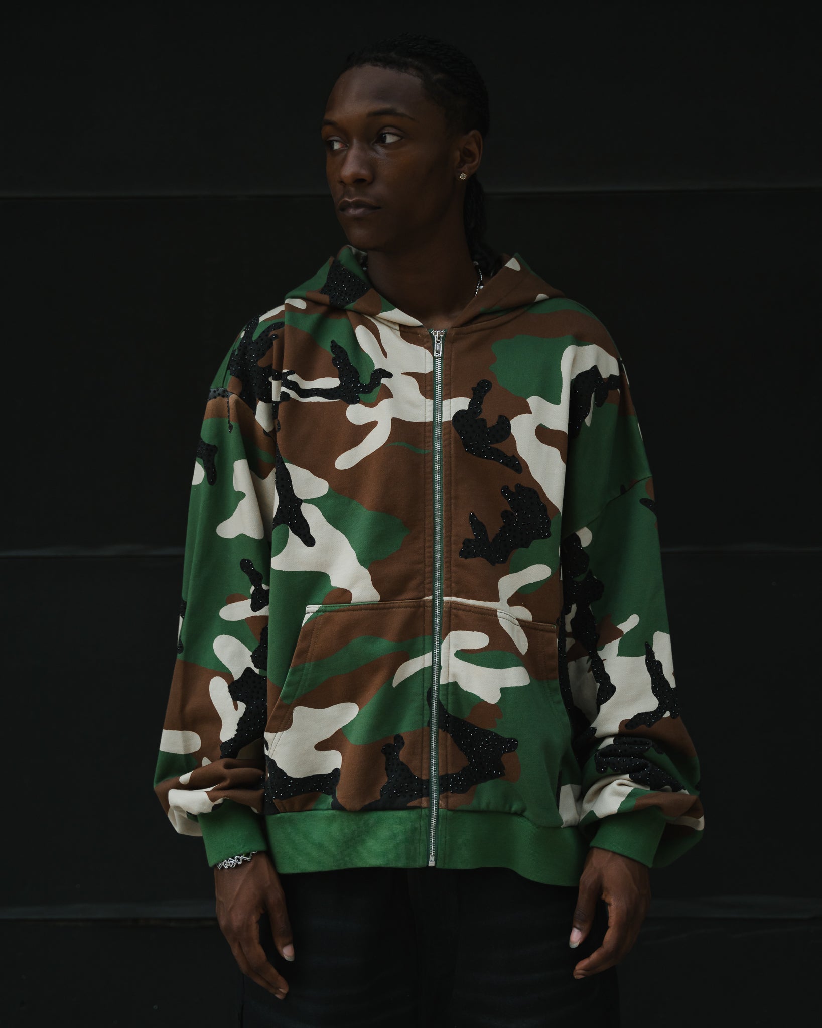 777 camo Studded Zip-Up