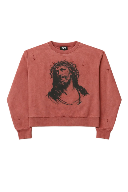777 Jesus Distressed Crewneck