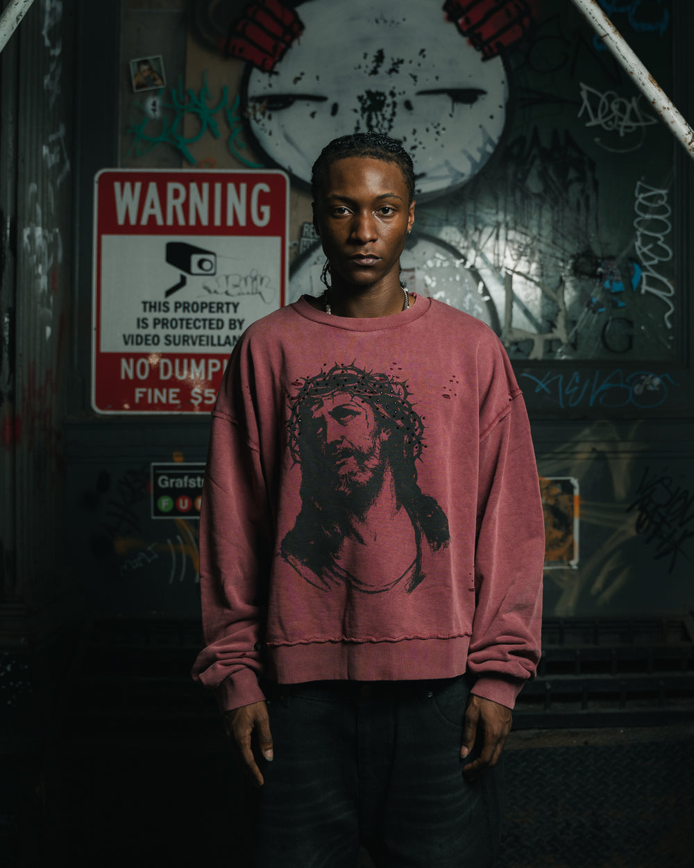 777 Jesus Distressed Crewneck