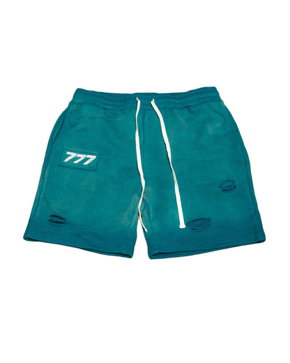 777 Distressed Summer Shorts (Ocean Blue)