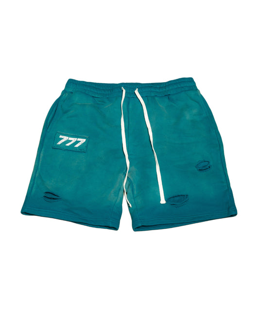 777 Distressed Summer Shorts (Ocean Blue)
