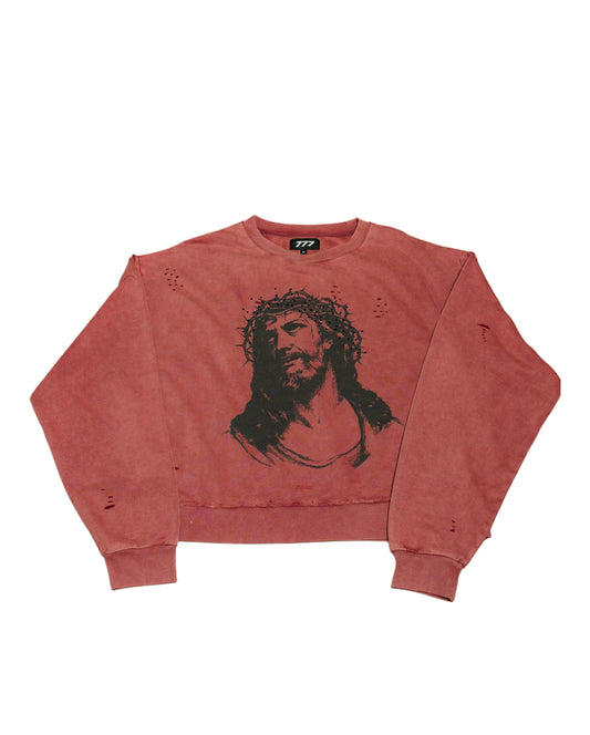 777 Jesus Distressed Crewneck