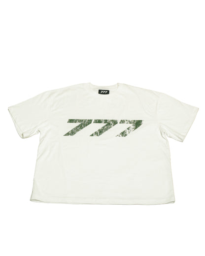 White tee green logo