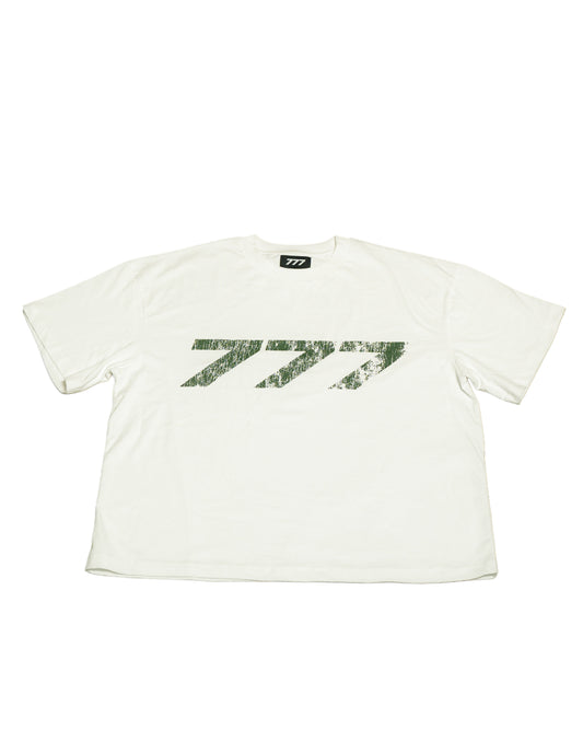 White tee green logo