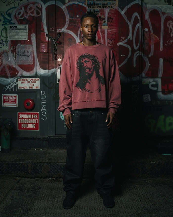 777 Jesus Distressed Crewneck