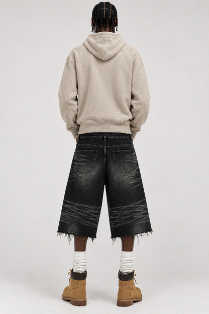 Oversized Carpenter Denim 3/4 Shorts