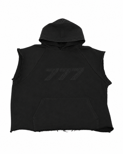 777 Black Sleeveless Hoodie