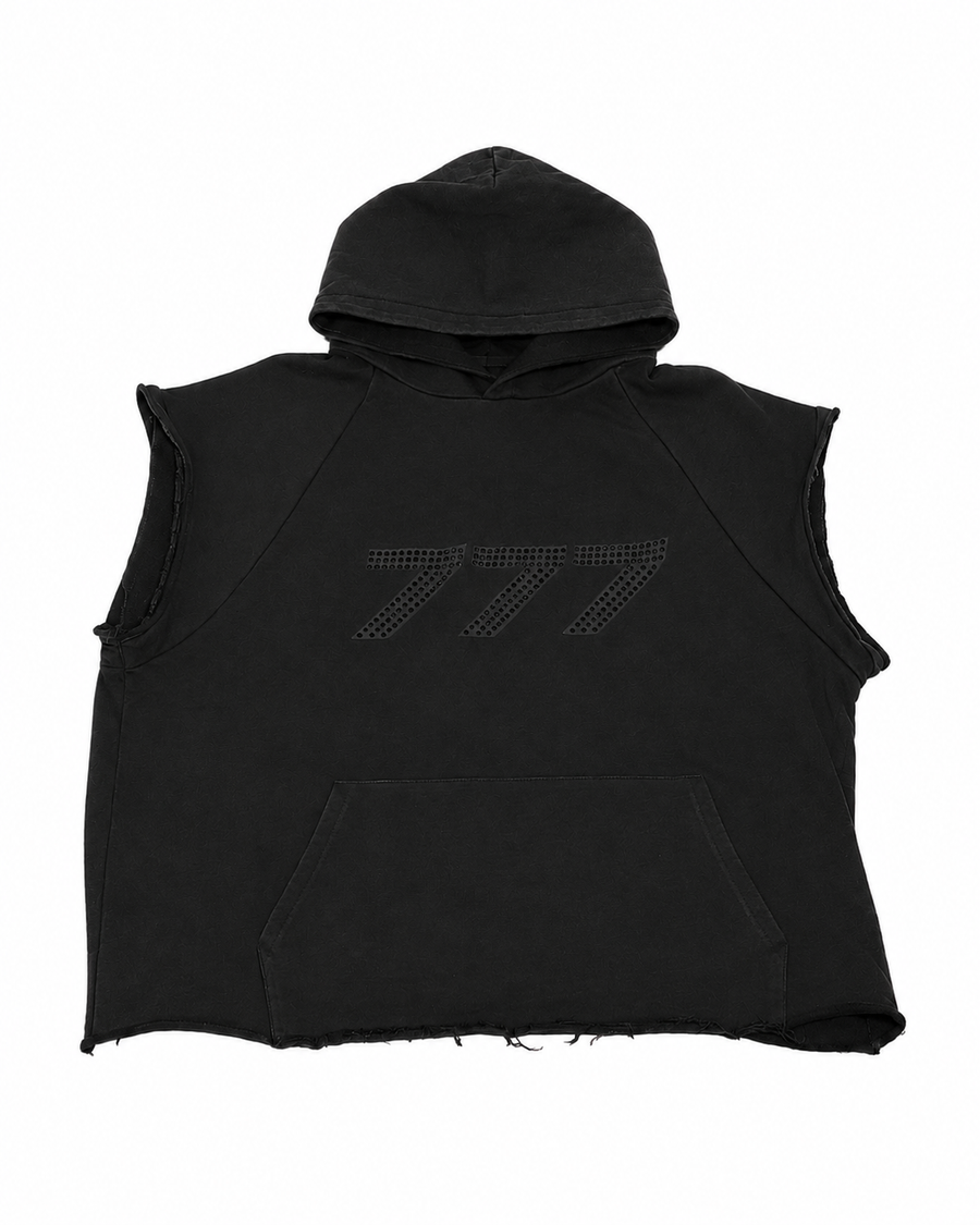777 Black Sleeveless Hoodie