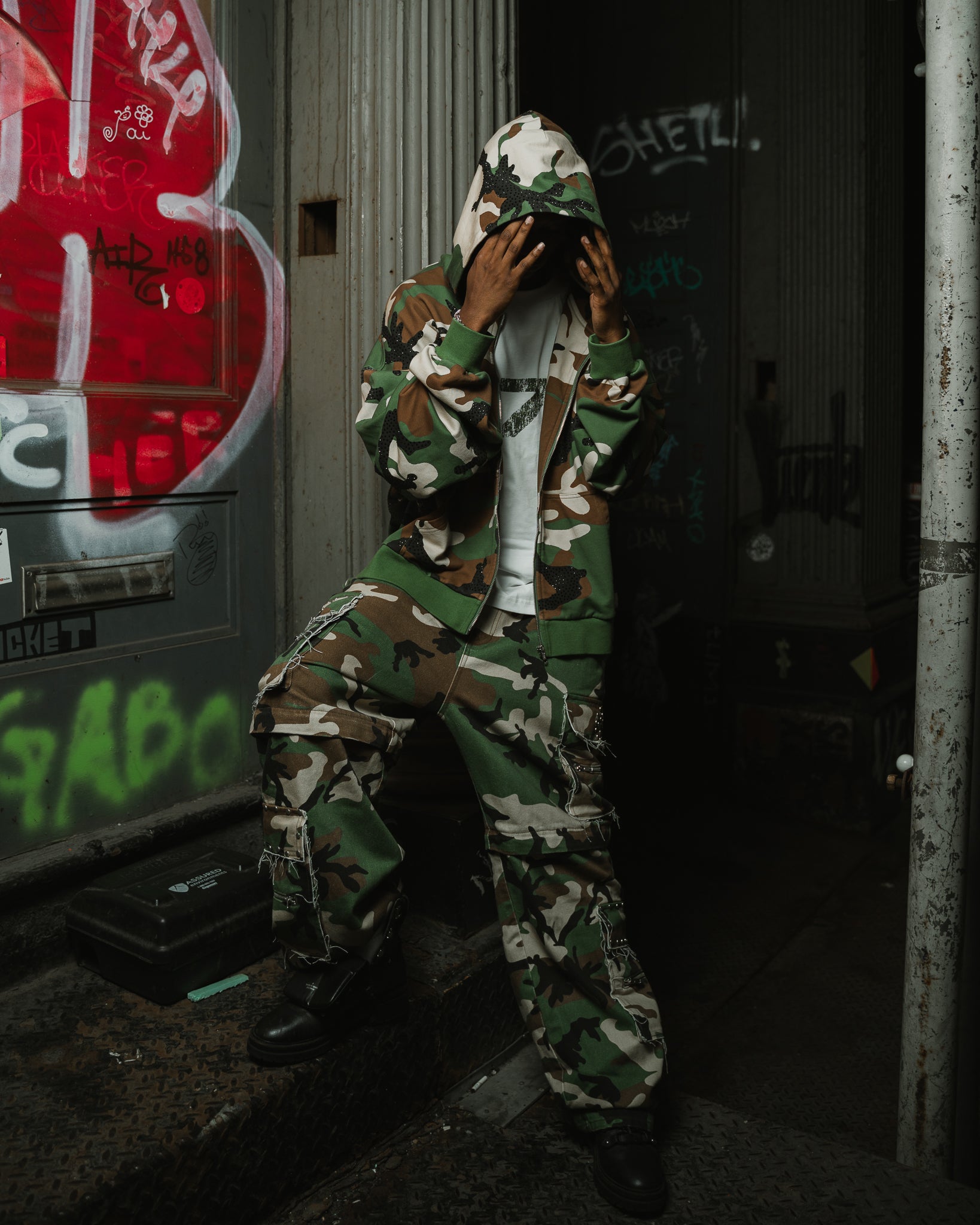 777 camo Studded Zip-Up