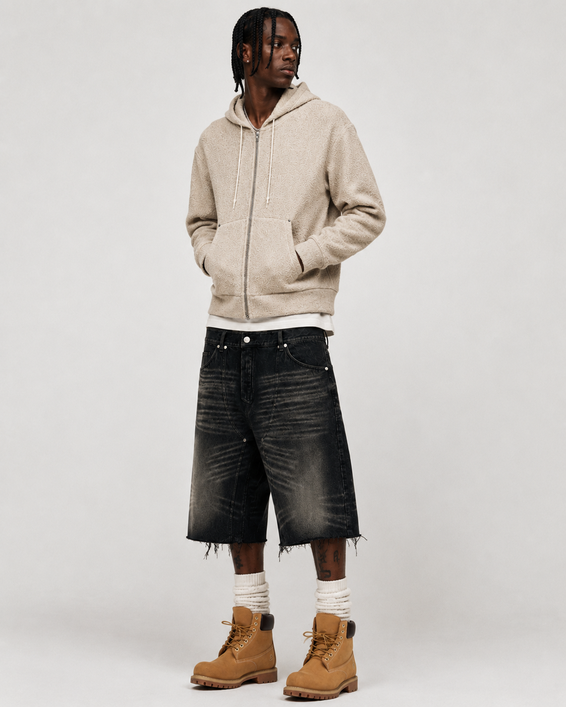 Oversized Carpenter Denim 3/4 Shorts