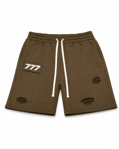 777 Distressed Summer Shorts (Coffee)