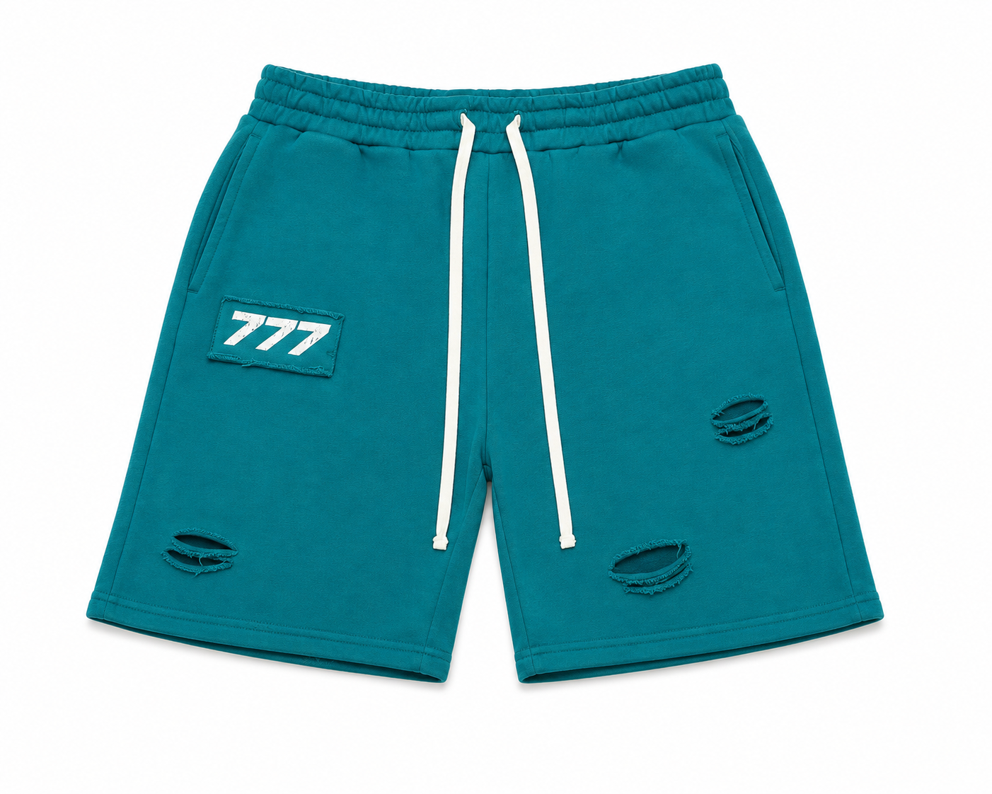 777 Distressed Summer Shorts (Ocean Blue)