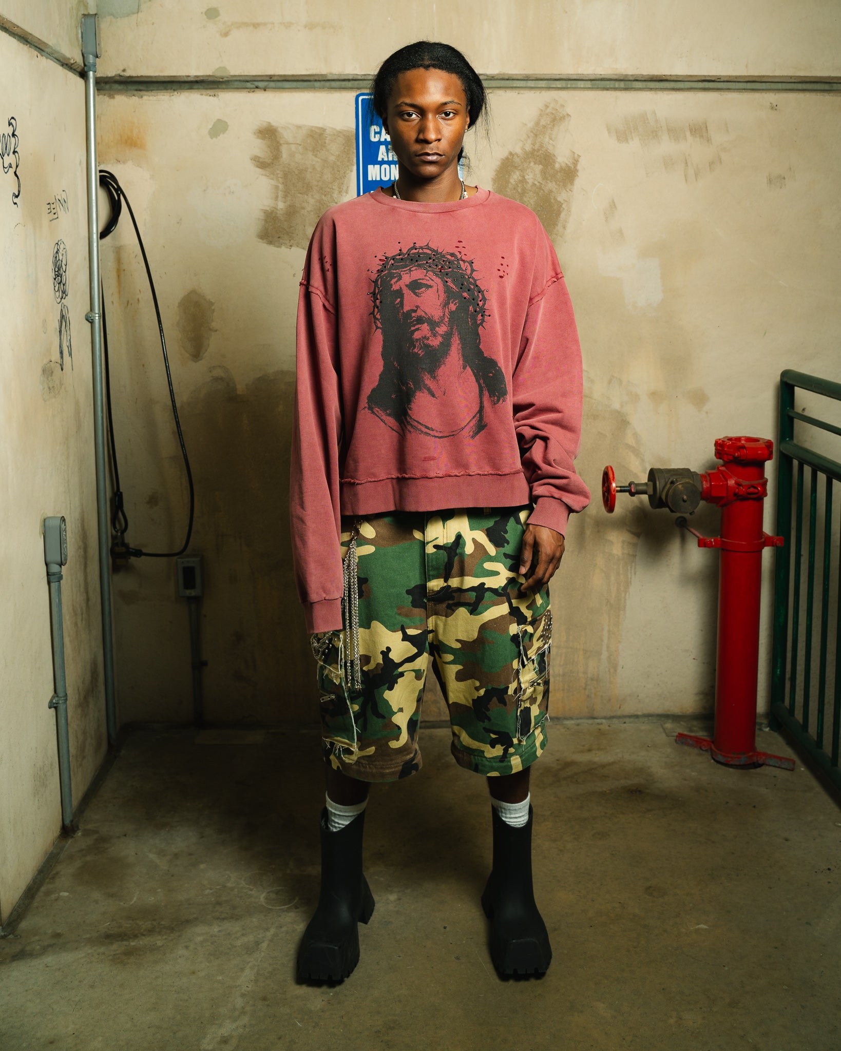 777 Jesus Distressed Crewneck