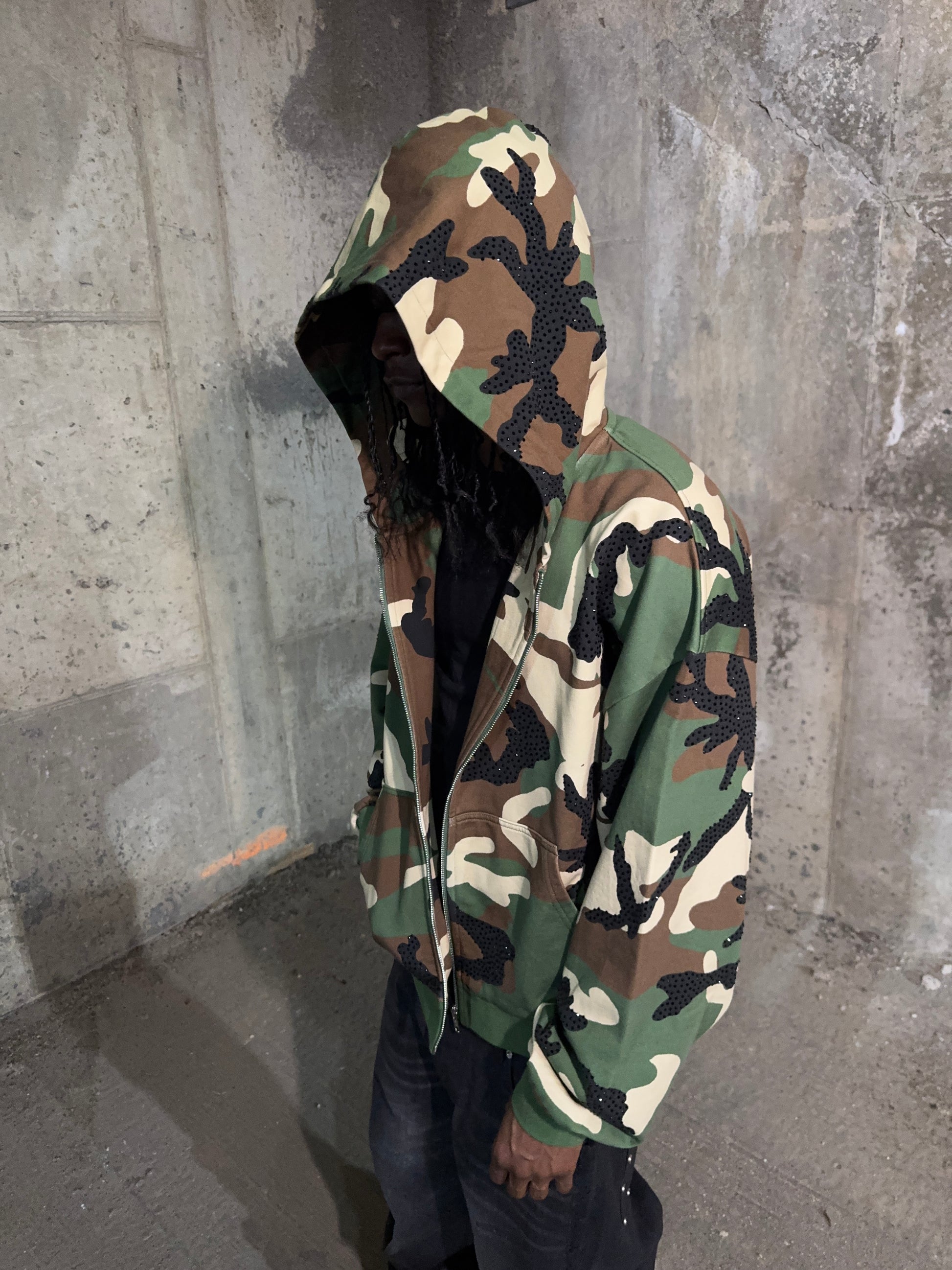 777 Military Studded Zip-Up Windbreaker