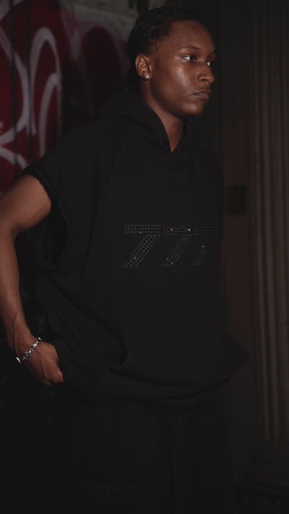 777 Black Sleeveless Hoodie